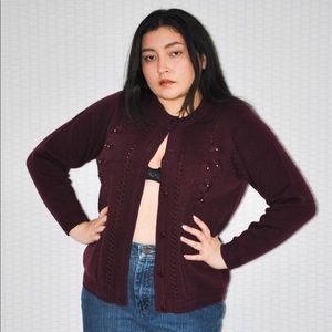 Maroon long sleeve cardigan